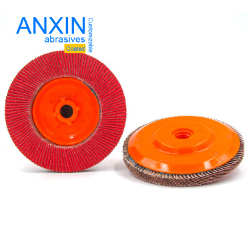 4.5"X5/8"-11 Vsm Ceramic Flap Disc with Trimmable Backing in Orange Color for Quick and Easy Mounting and Removal